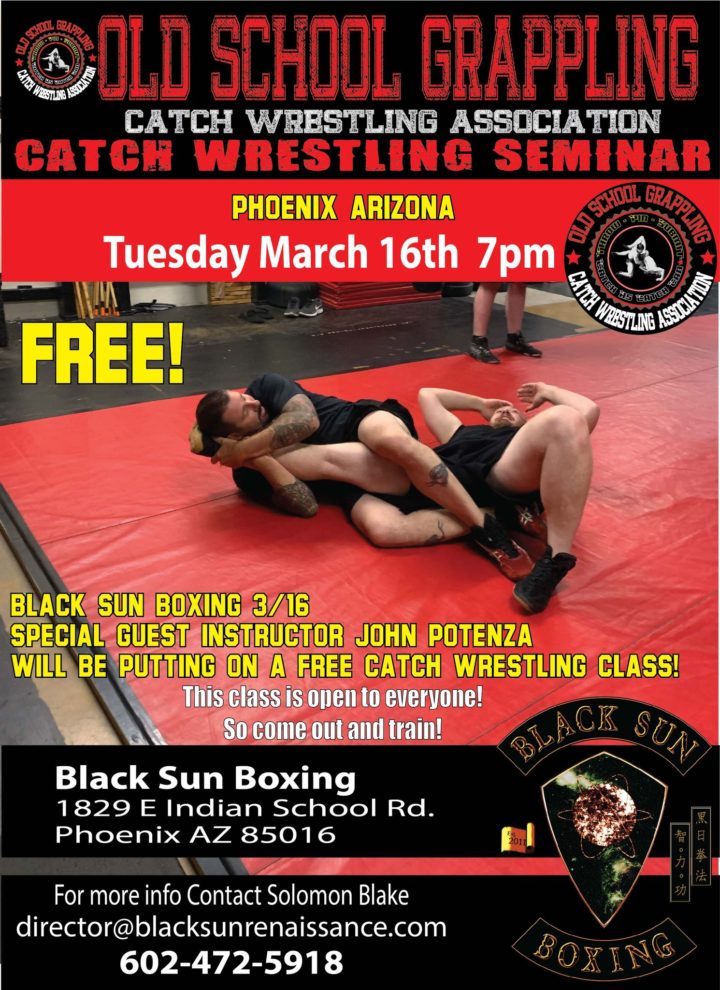 Special Catch Wrestling class. Guest Coach John Potenza 3/16/21