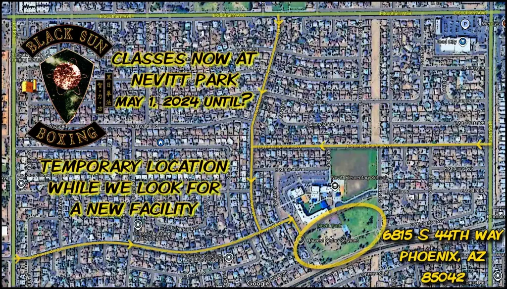 Classes now at Nevitt Park May 1, 2024 until? Temporary location while we look for a new facility. 6815 S 44th Way, Phoenix, AZ 85042